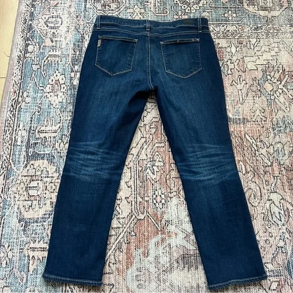 Paige Brigitte Crop Jeans Designer Straight Leg Boyfriend Jeans Dark Wash 30